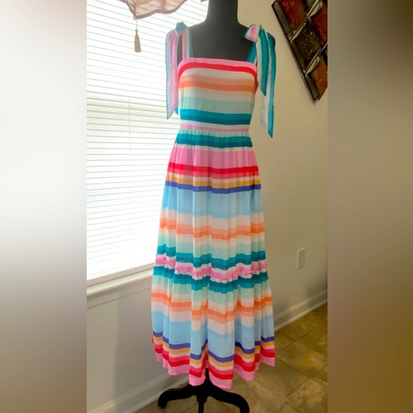 New York & Company Dresses & Skirts - New York & Company - Rainbow Striped Tie-Strap Dress (NWT)